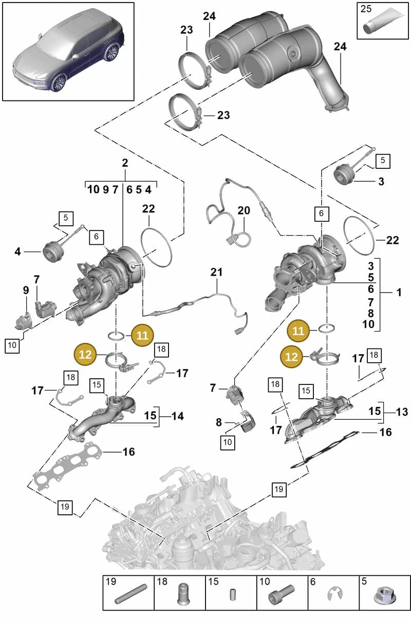 9A714503900 — Porsche Cayenne (2017-2023) diagram p51202000, position 11+12