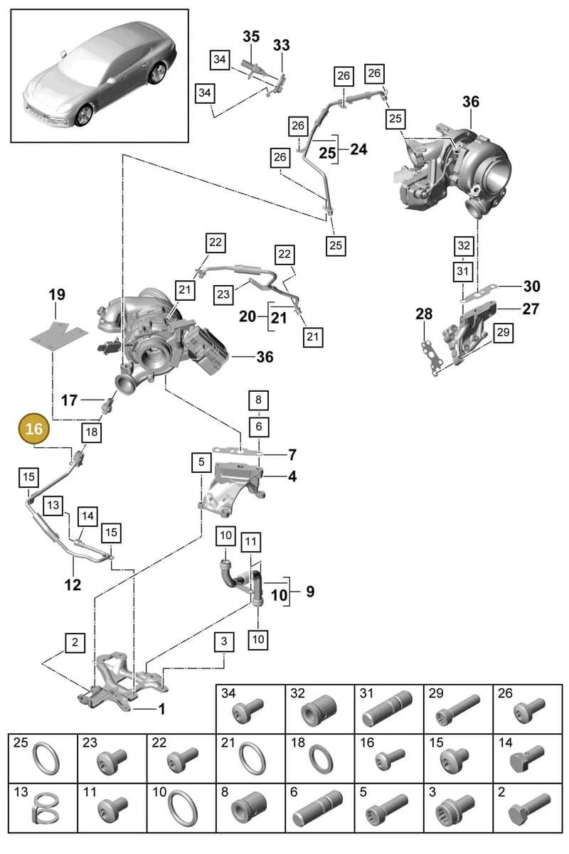 9A714504001 — Porsche Panamera (2016-2020) diagram p49202040, position 16