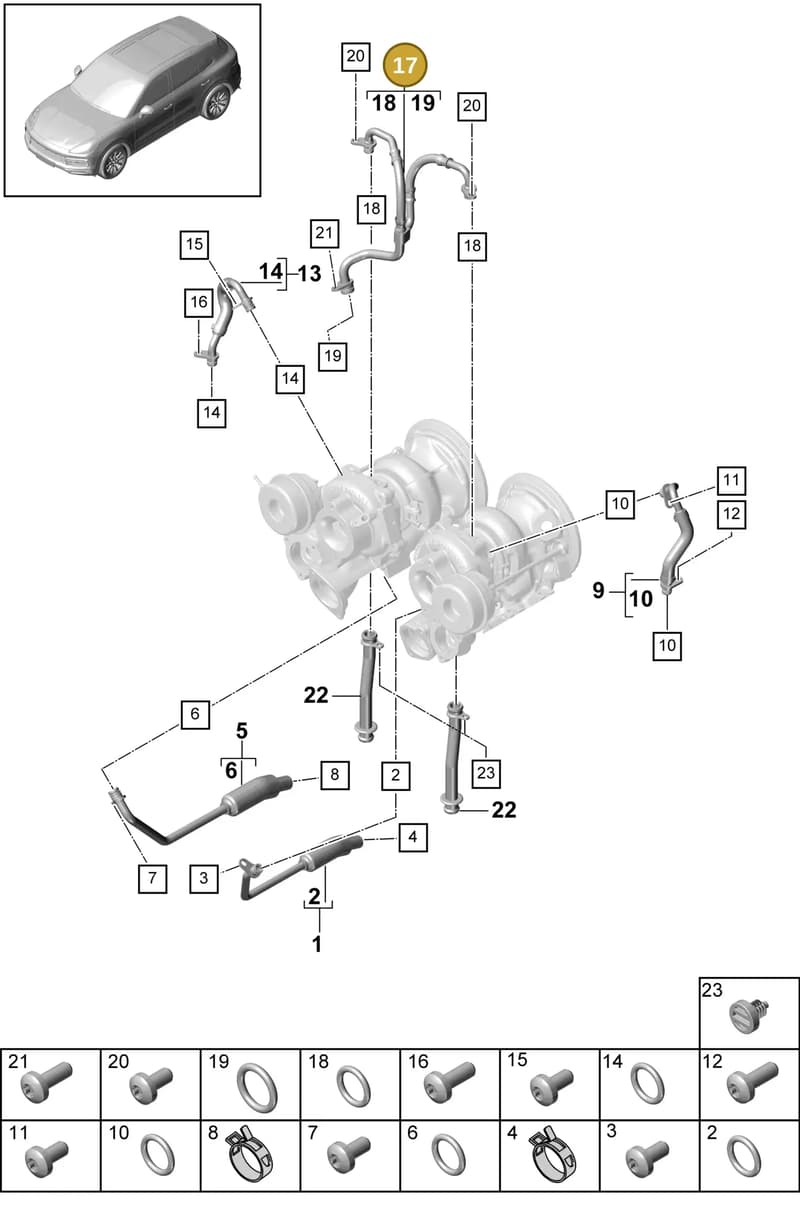 9A714514010 — Porsche Cayenne (2017-2023) diagram p51202040, position 17
