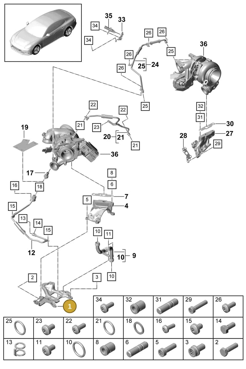 9A714519100 — Porsche Panamera (2016-2020) diagram p49202040, position 1