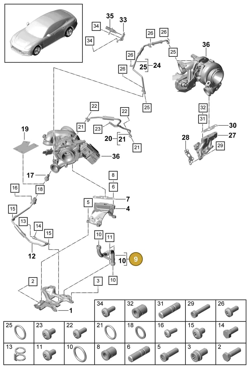 9A714573500 — Porsche Panamera (2016-2020) diagram p49202040, position 9