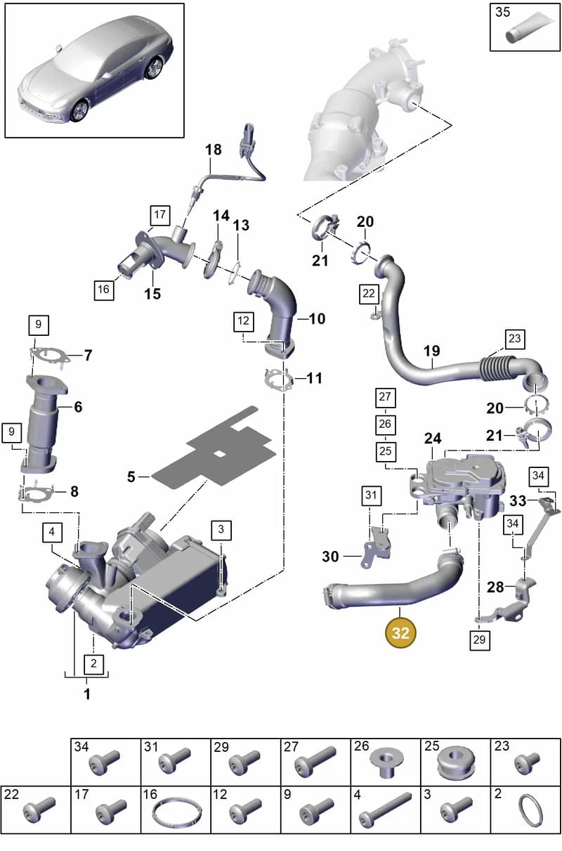 9A714573803 — Porsche Panamera (2016-2020) diagram p49108050, position 32