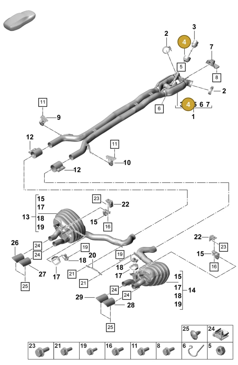 9A725323500 — Porsche Panamera (2020-2023) diagram p58203050, position 4