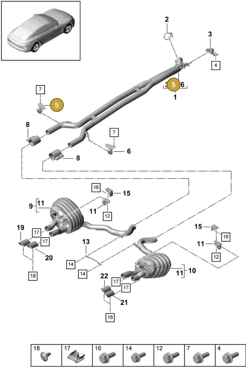 9A725324500 — Porsche Panamera (2016-2020) diagram p49203010, position 5
