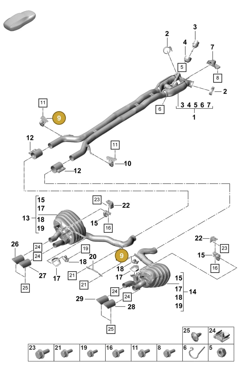 9A725324500 — Porsche Panamera (2020-2023) diagram p58203050, position 9