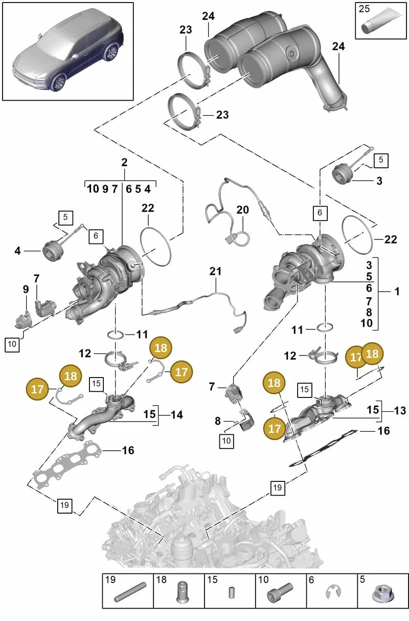 9A725327600 — Porsche Cayenne (2017-2023) diagram p51202000, position 17+18