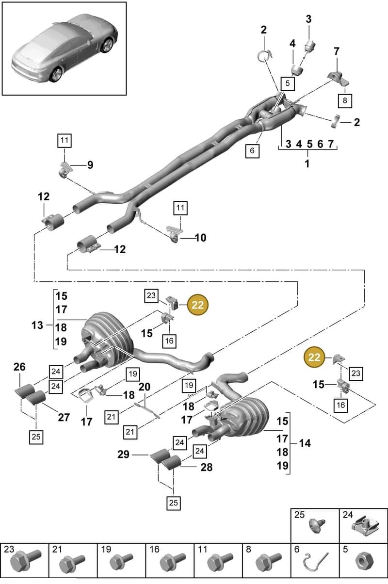 9A725327700 — Porsche Panamera (2016-2020) diagram p49203025, position 22