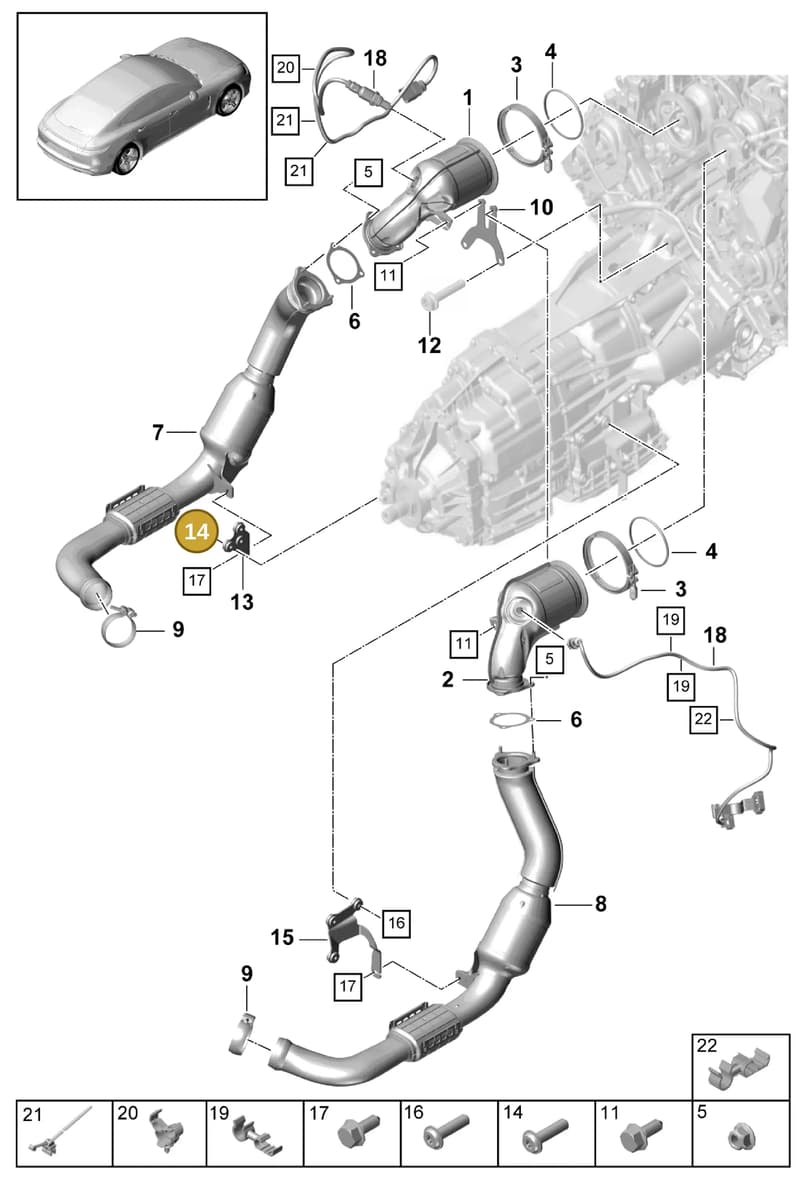 9A725372521 — Porsche Panamera (2016-2020) diagram p49202060, position 14