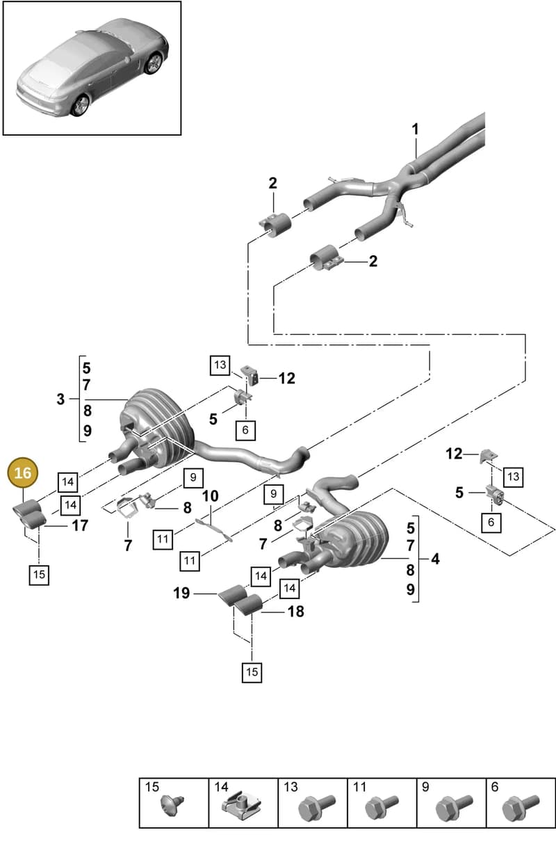 9A725382330 — Porsche Panamera (2016-2020) diagram p49203040, position 16