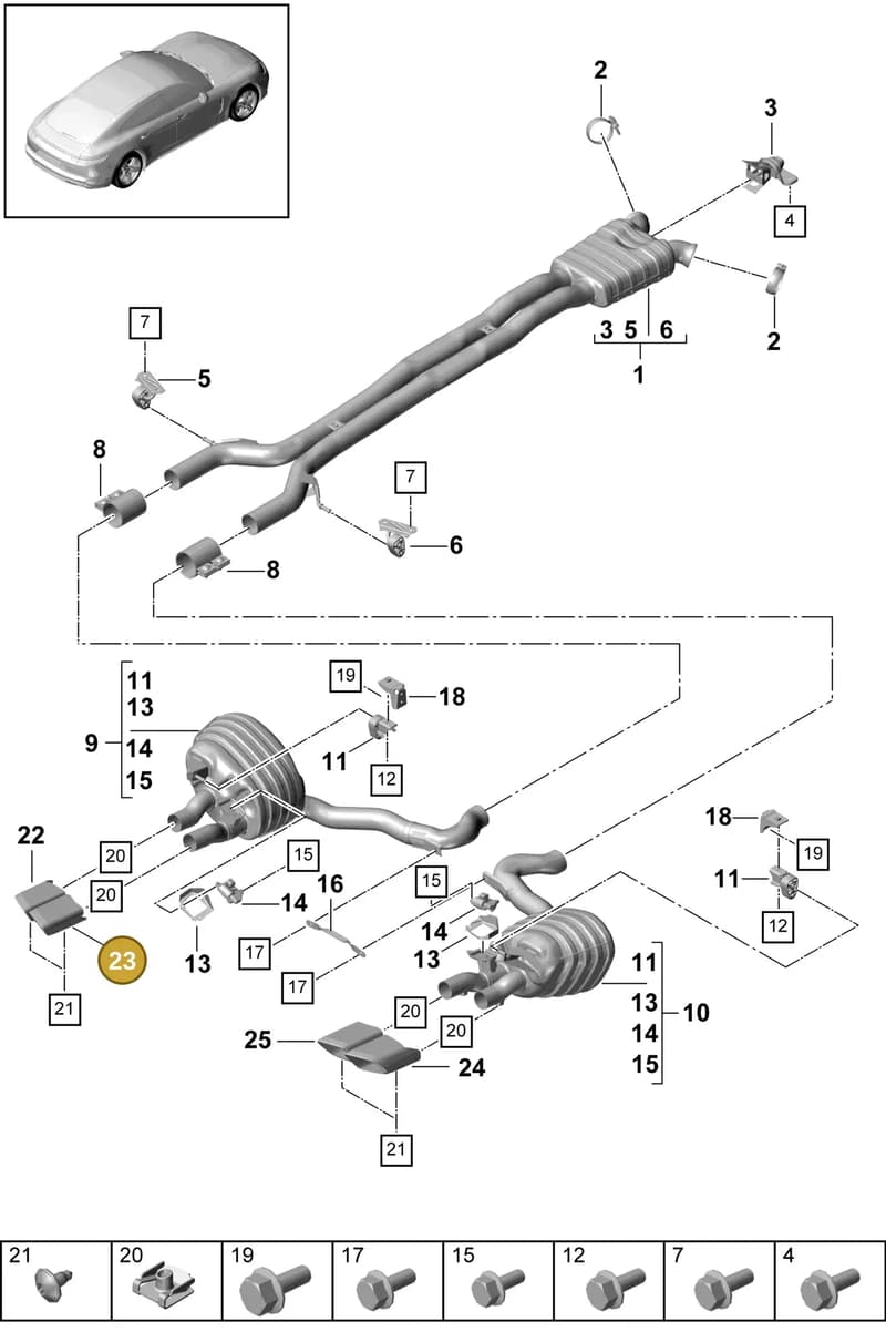 9A725382335 — Porsche Panamera (2016-2020) diagram p49203000, position 23