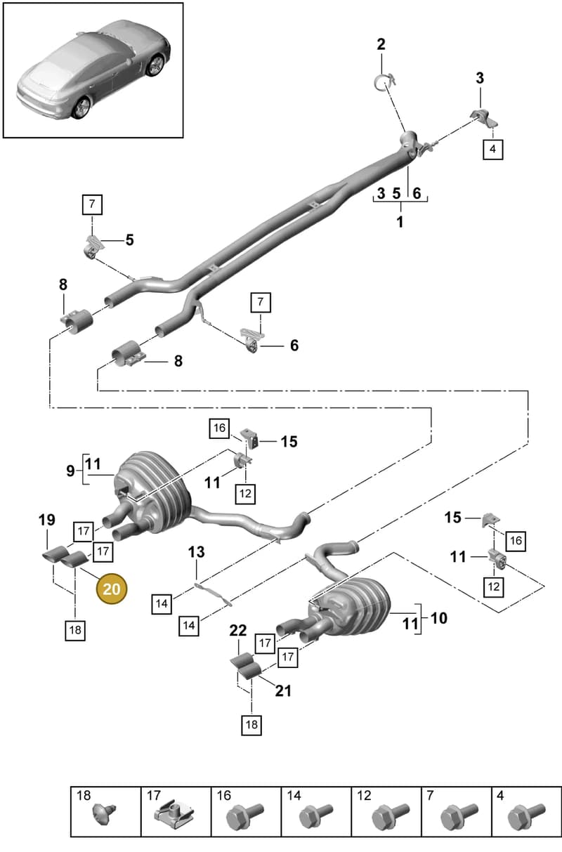 9A725382335 — Porsche Panamera (2016-2020) diagram p49203010, position 20