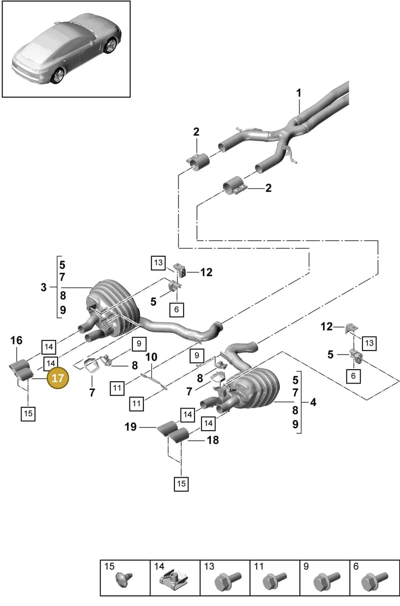 9A725382335 — Porsche Panamera (2016-2020) diagram p49203040, position 17