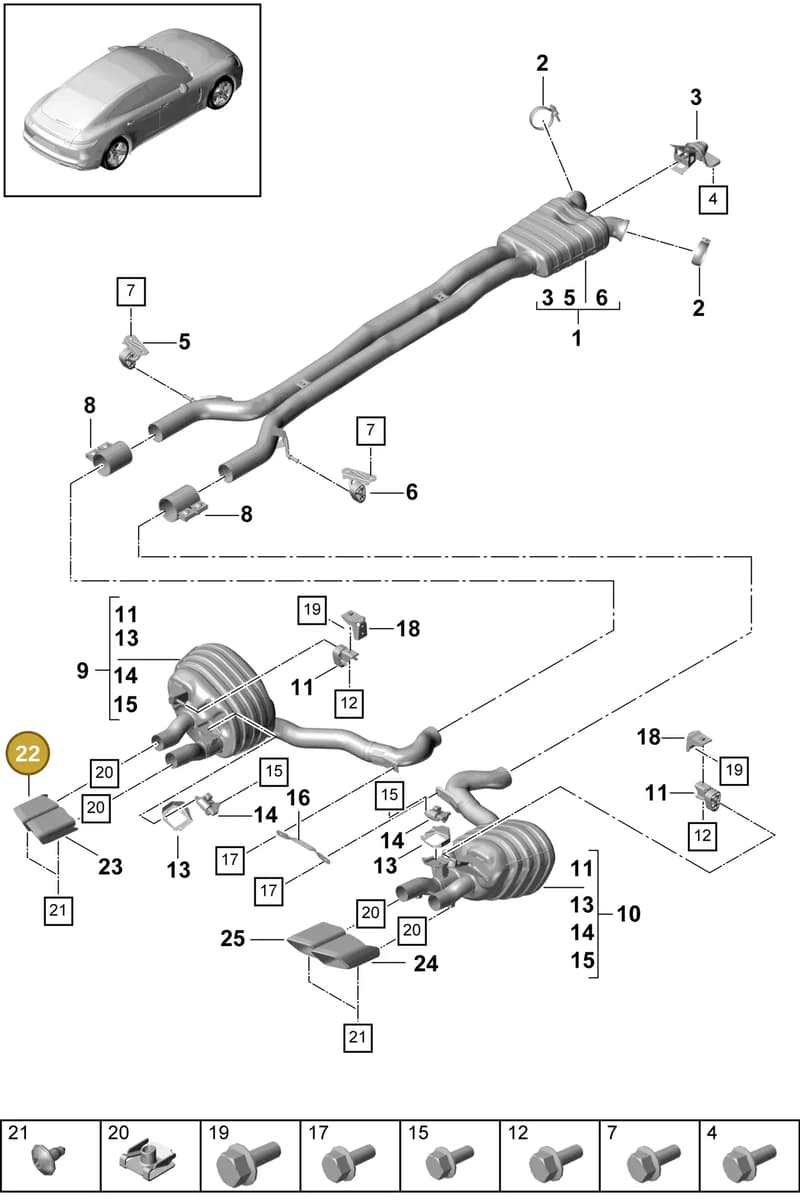 9A725382340 — Porsche Panamera (2016-2020) diagram p49203000, position 22