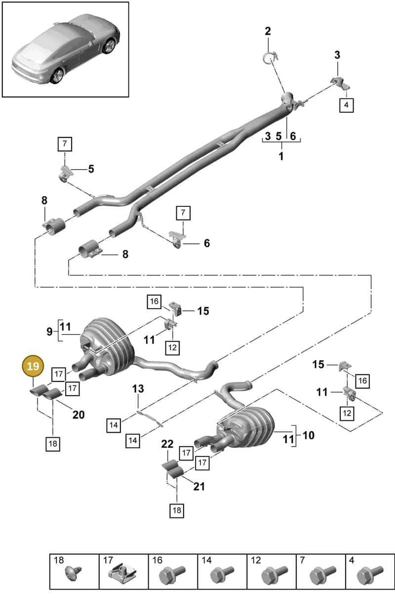 9A725382340 — Porsche Panamera (2016-2020) diagram p49203010, position 19