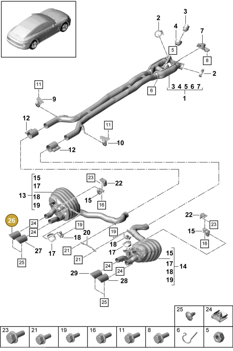 9A725382340 — Porsche Panamera (2016-2020) diagram p49203025, position 26