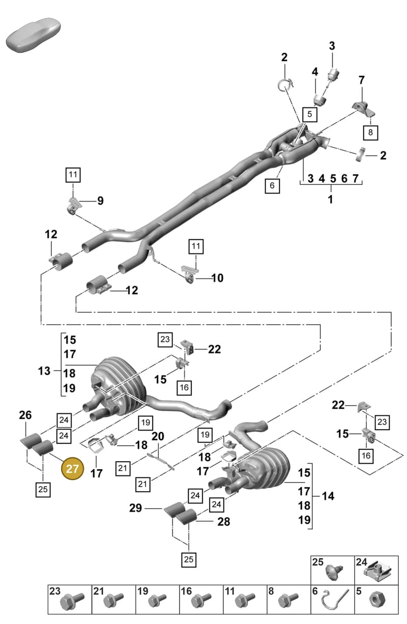 9A725382345 — Porsche Panamera (2020-2023) diagram p58203050, position 27