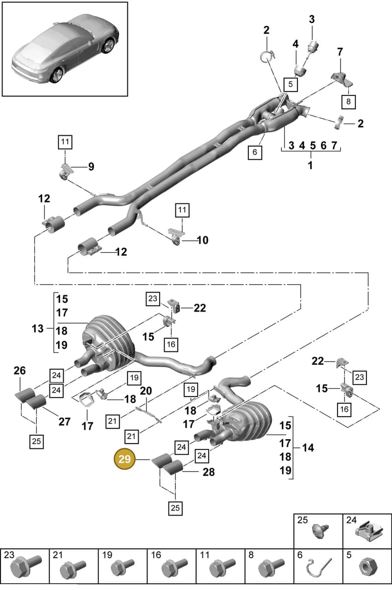 9A725382445 — Porsche Panamera (2016-2020) diagram p49203025, position 29