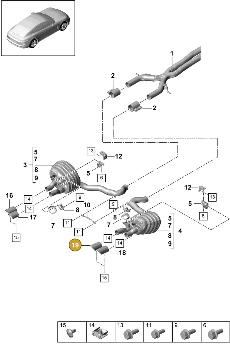 9A725382445 — Porsche Panamera (2016-2020) diagram p49203040, position 19