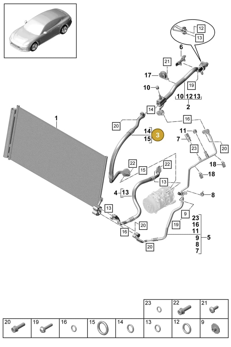 9A726070700 — Porsche Panamera (2016-2020) diagram p49814040, position 3
