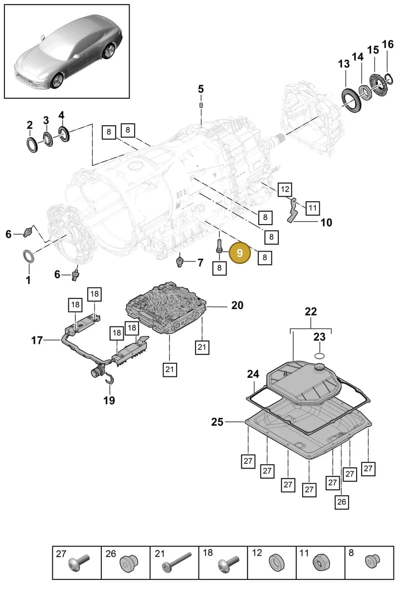 9A732147501 — Porsche Panamera (2016-2020) diagram p49320010, position 9