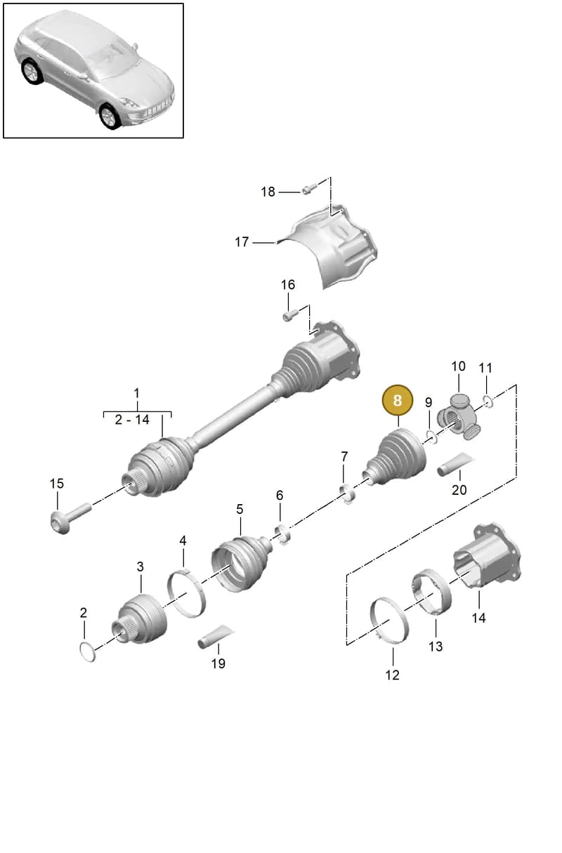 9A740728300 — Porsche Macan (2013-2018) diagram p44401030, position 8