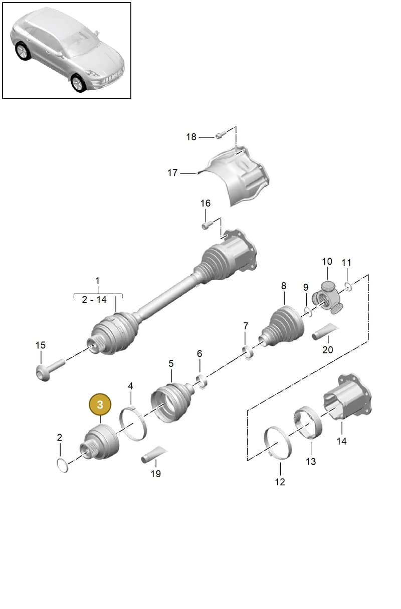 9A740730500 — Porsche Macan (2013-2018) diagram p44401030, position 3