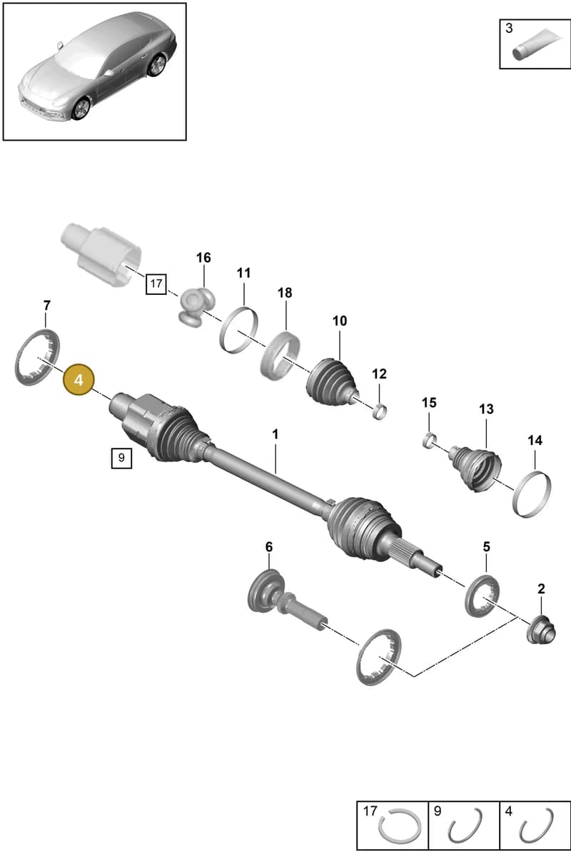 9A740763500 — Porsche Panamera (2016-2020) diagram p49401030, position 4