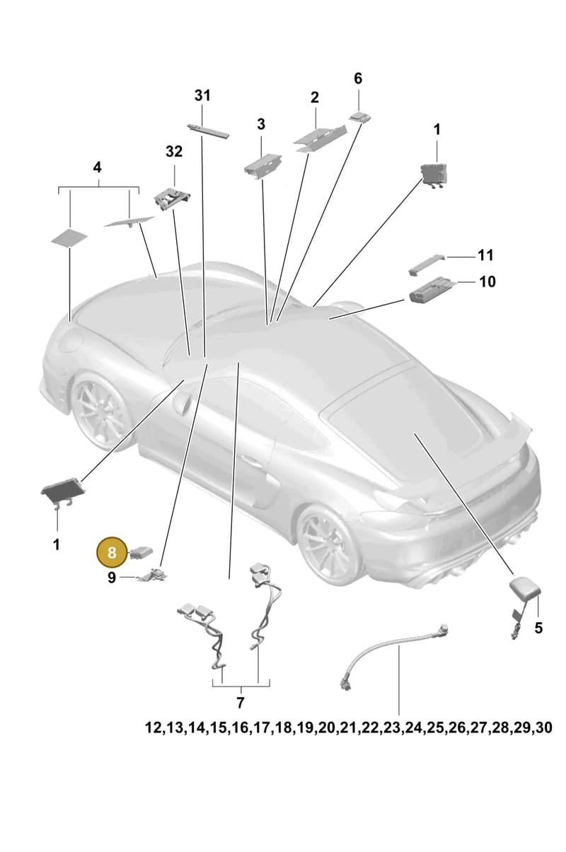 9A764750400 — Porsche Cayman (2019-2022) diagram p55911020, position 8