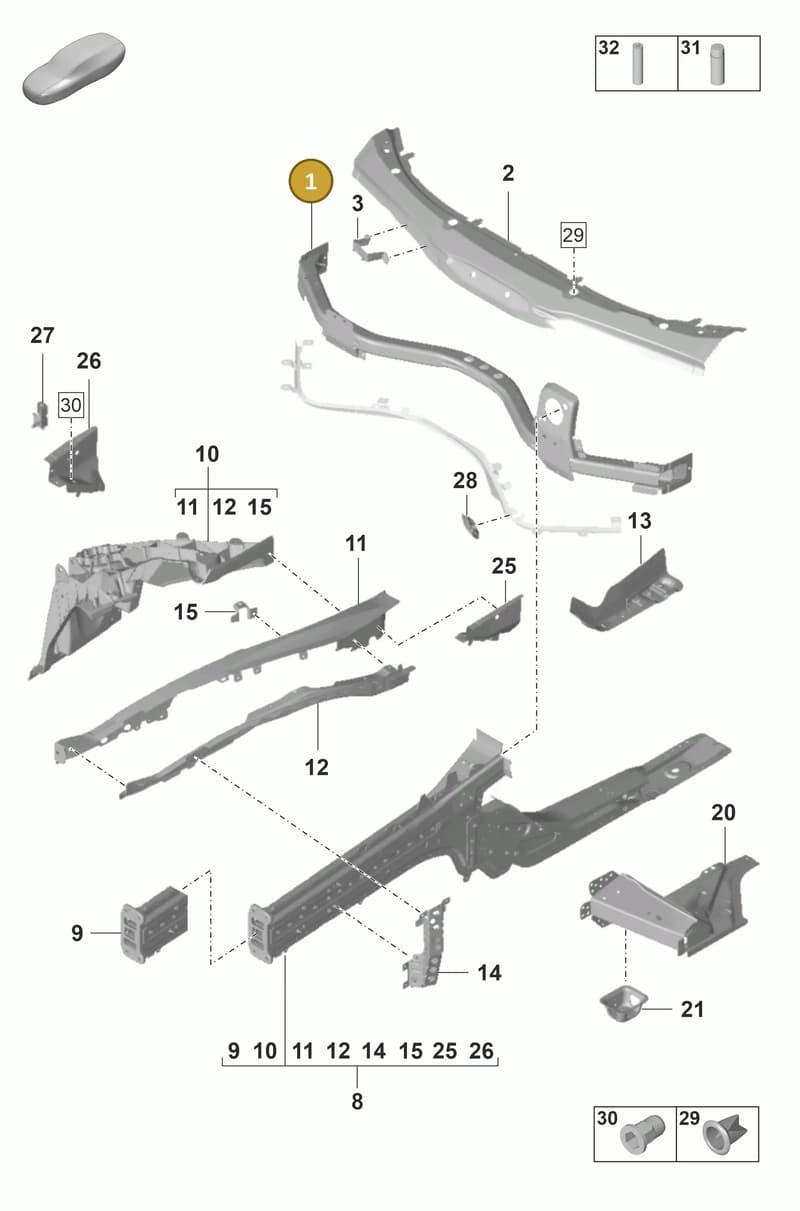 9A780525300GRV — Porsche Panamera (2020-2023) diagram p58801100, position 1