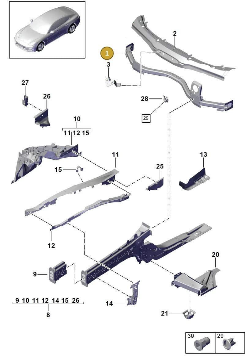 9A780547501 — Porsche Panamera (2016-2020) diagram p49801010, position 1