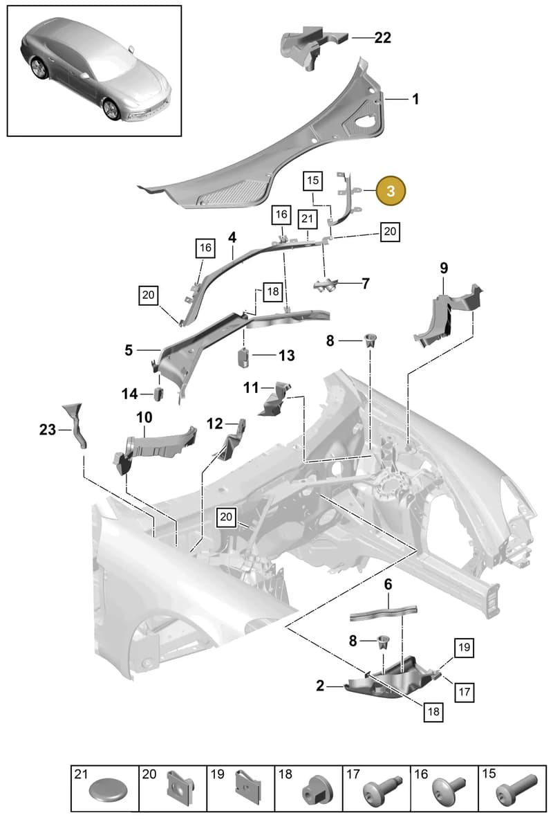 9A781951100 — Porsche Panamera (2016-2020) diagram p49813000, position 3