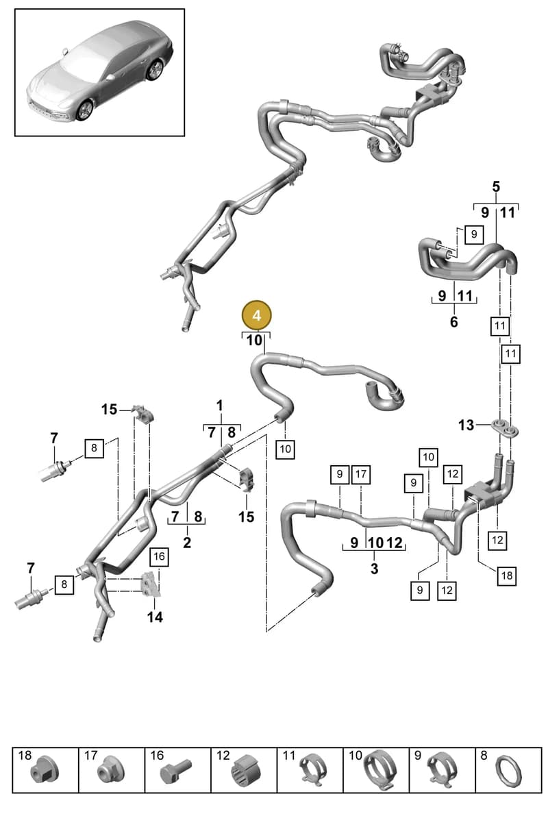 9A782082400 — Porsche Panamera (2016-2020) diagram p49815040, position 4