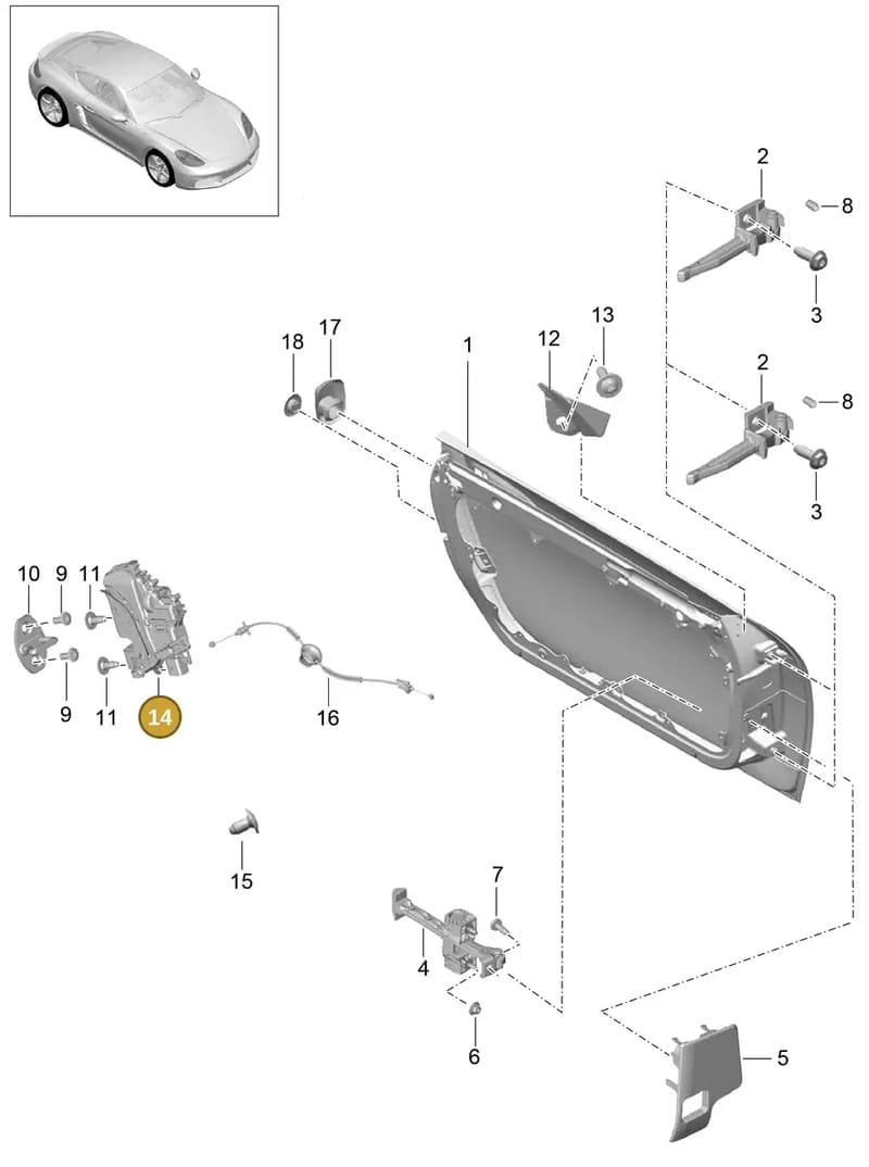 9A783761601 — Porsche Cayman (2016-2019) diagram p50804000, position 14