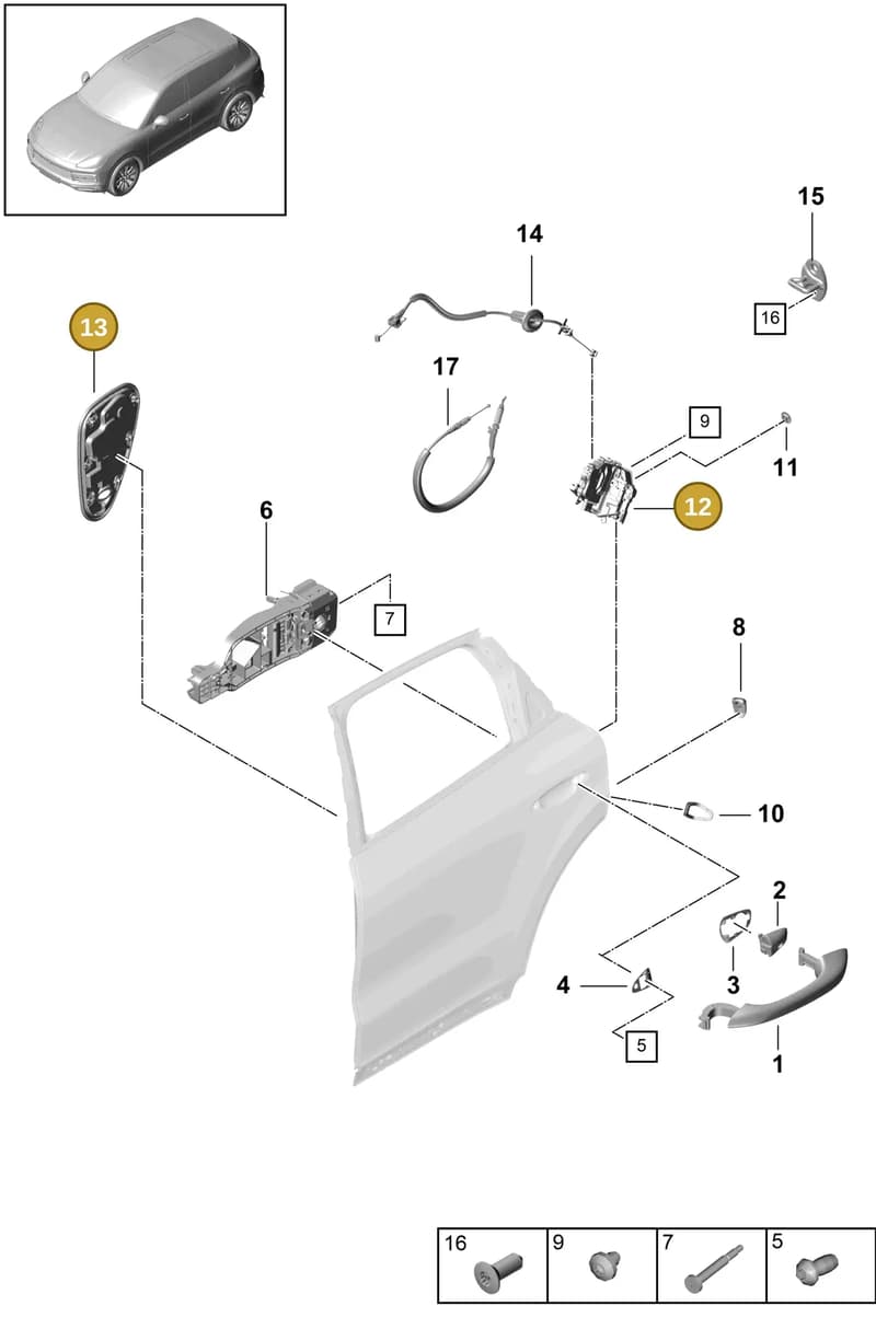 9A783911608 — Porsche Cayenne (2017-2023) diagram p51804045, position 13+12