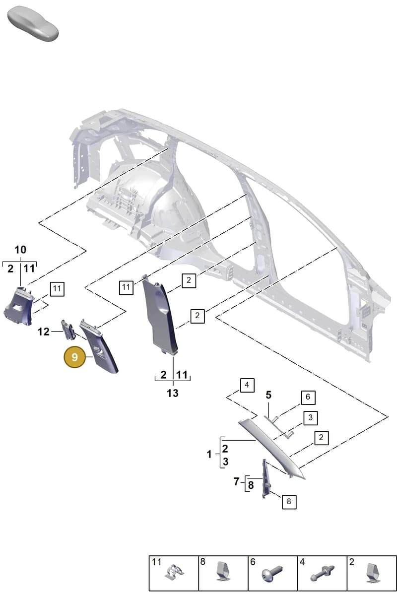 9A7867244016F2 — Porsche Cayenne Hybrid Coupe (2023-) diagram p60807200, position 9