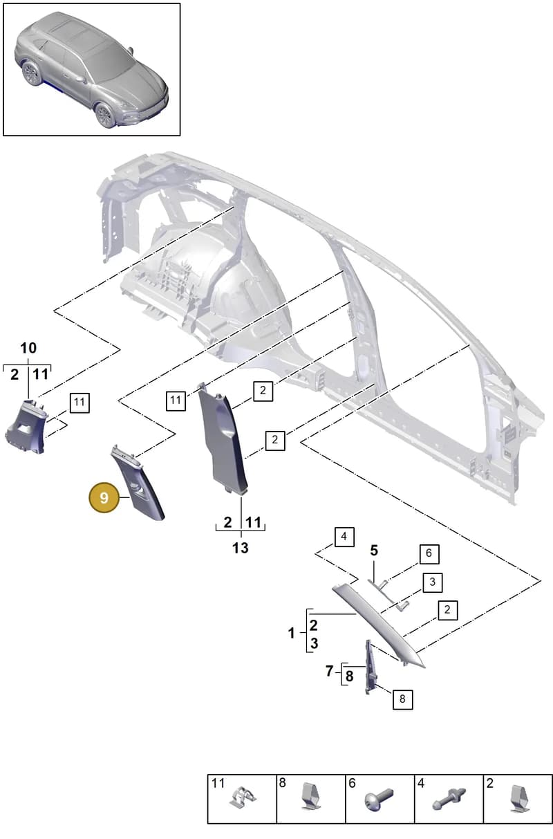 9A786724401OE3 — Porsche Cayenne (2017-2023) diagram p51807020, position 9
