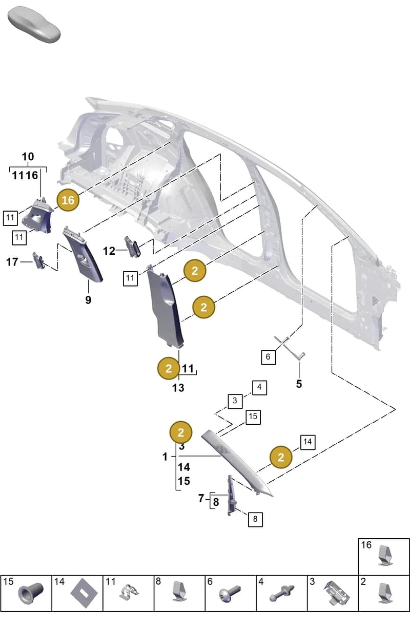 9A786727610 — Porsche Cayenne Coupe (2023-2023) diagram p60807210, position 2+16