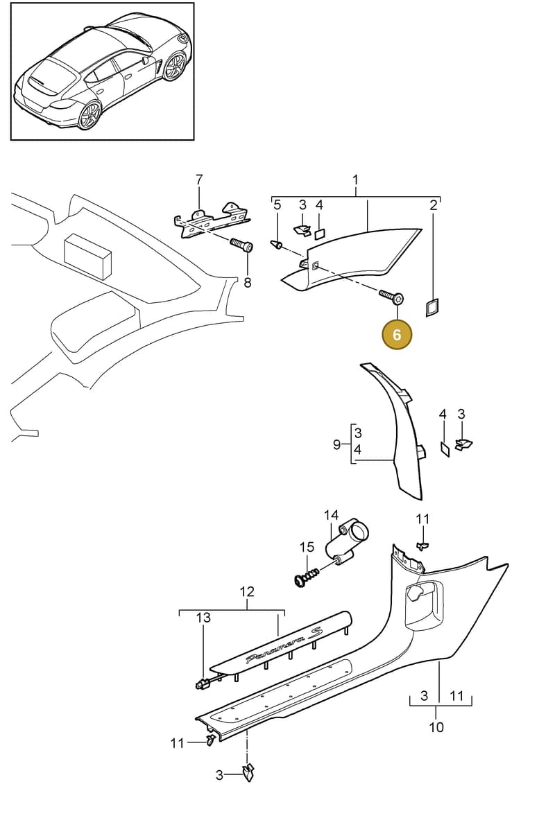9A7868903005V0 — Porsche Panamera (2009-2016) diagram p35807020, position 6