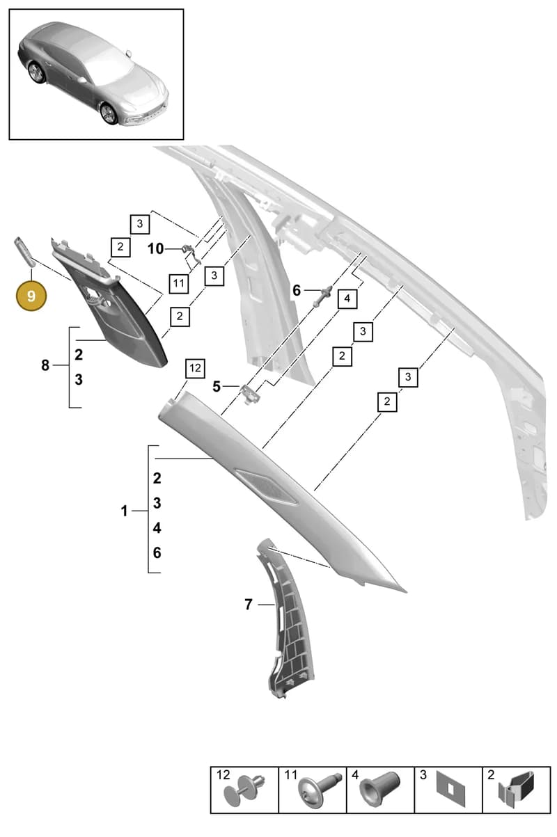 9A7868903005V0 — Porsche Panamera (2016-2020) diagram p49807020, position 9