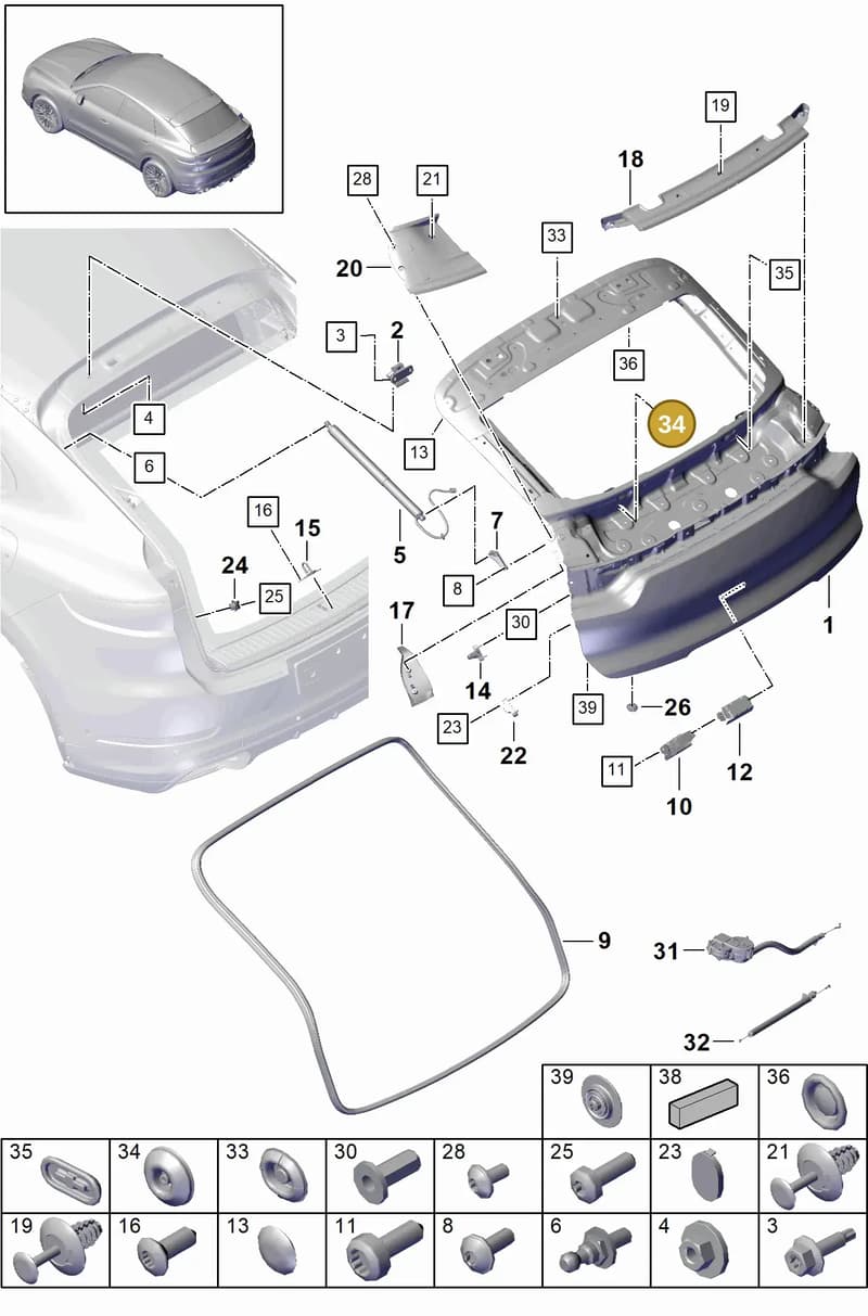 9A789918210 — Porsche Cayenne (2017-2023) diagram p51803015, position 34