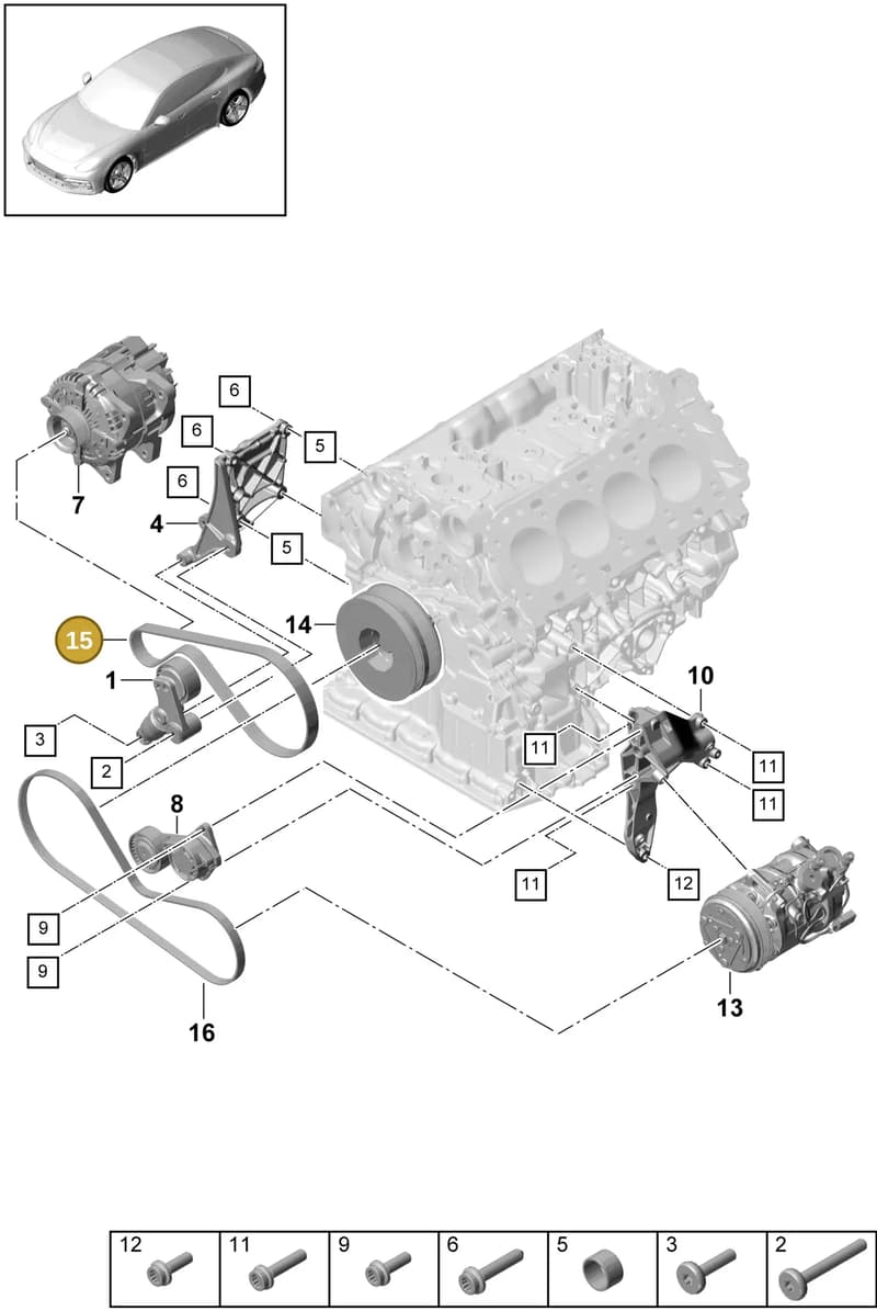 9A790313700 — Porsche Panamera (2016-2020) diagram p49102040, position 15