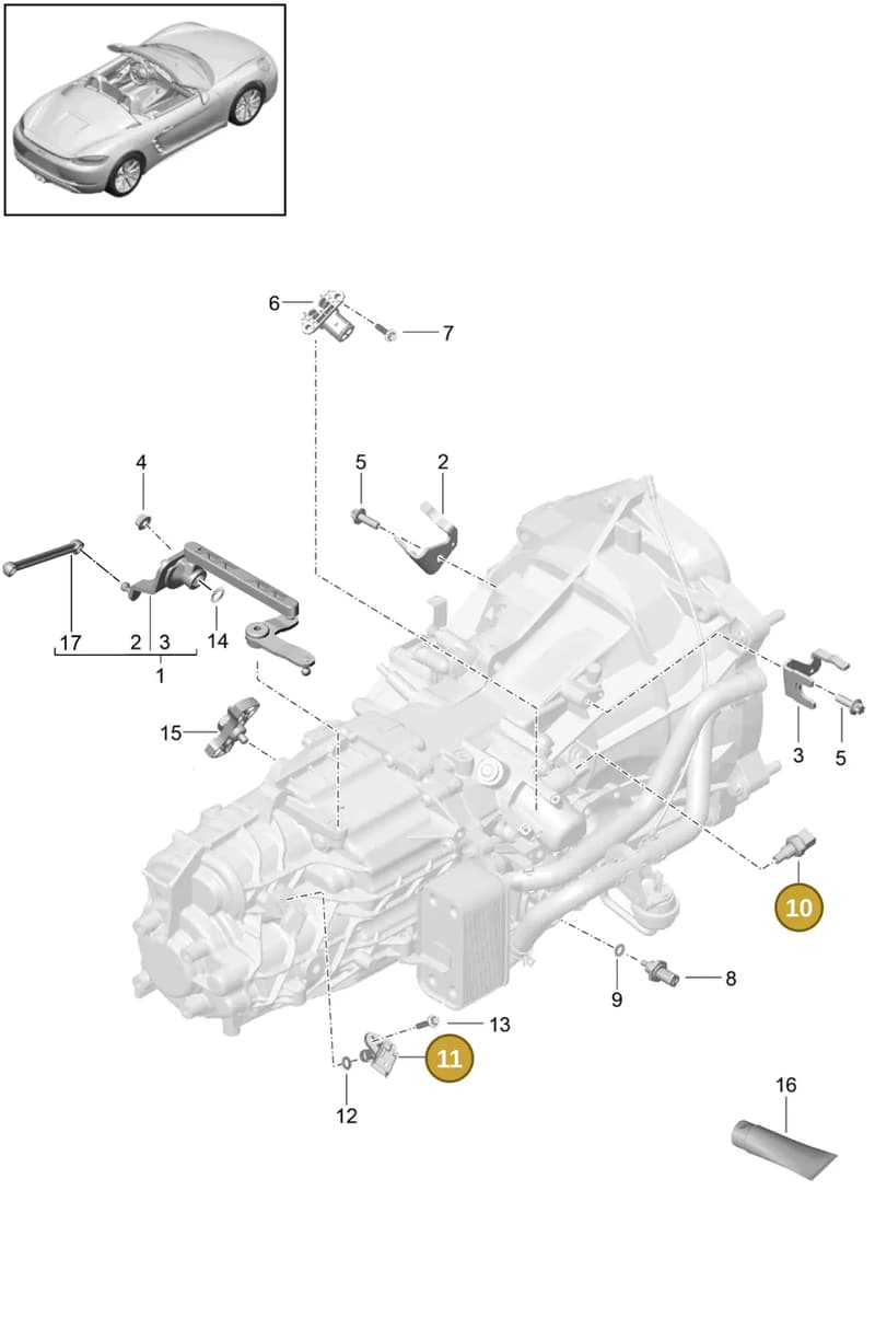 9A7905381 — Porsche Boxster (2016-2019) diagram p48302010, position 10+11