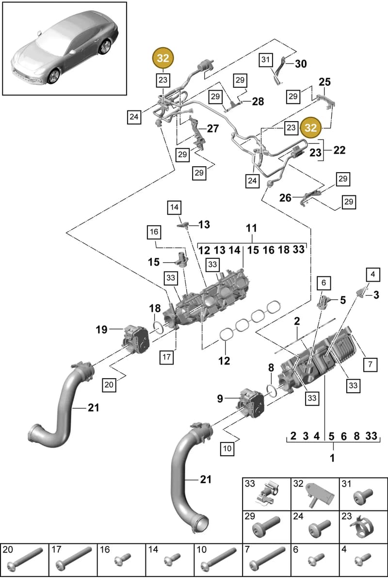 9A790609410 — Porsche Panamera (2016-2020) diagram p49107025, position 32