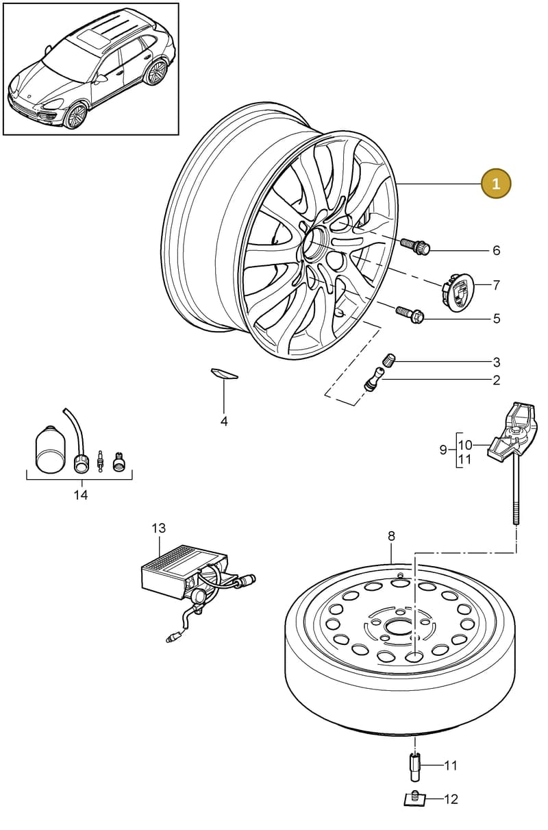 9A790727507 — Porsche Cayenne (2010-2018) diagram p37601000, position 1
