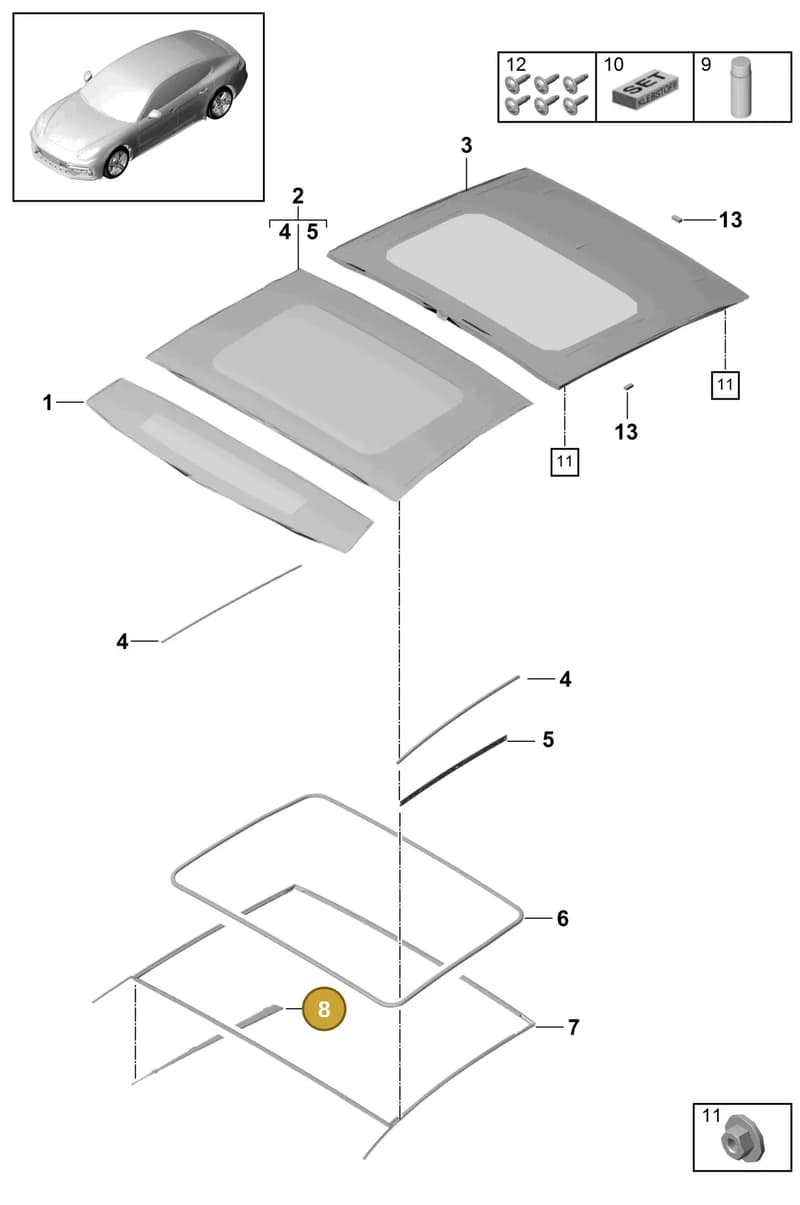 9A7907594A — Porsche Panamera (2016-2020) diagram p49811000, position 8