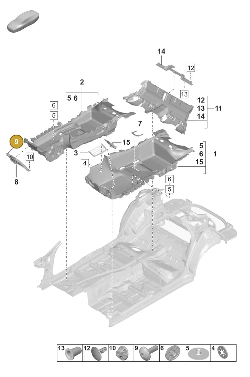 9A791261301 — Porsche Panamera (2020-2023) diagram p58807100, position 9
