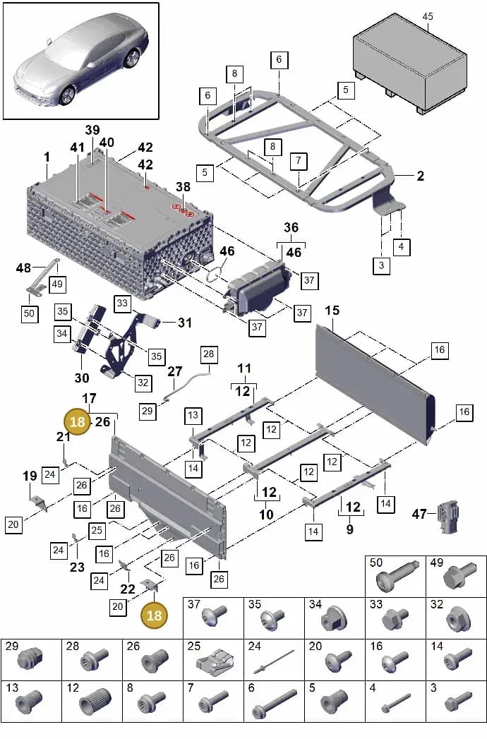 9A791515110 — Porsche Panamera (2016-2020) diagram p49901040, position 18