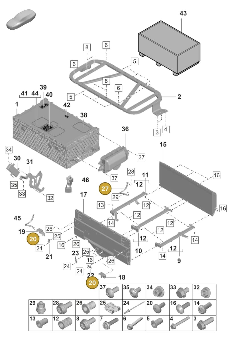 9A791516100 — Porsche Panamera (2020-2023) diagram p58901040, position 20+27