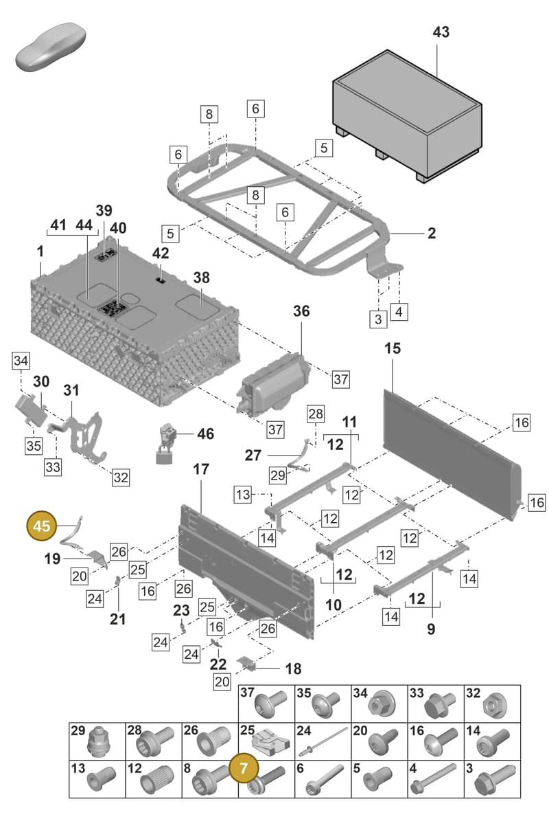 9A791548100 — Porsche Panamera (2020-2023) diagram p58901040, position 7+45