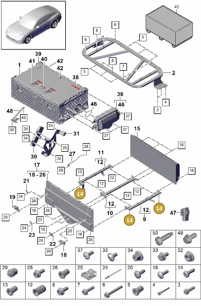 9A791562910 — Porsche Panamera (2016-2020) diagram p49901040, position 14